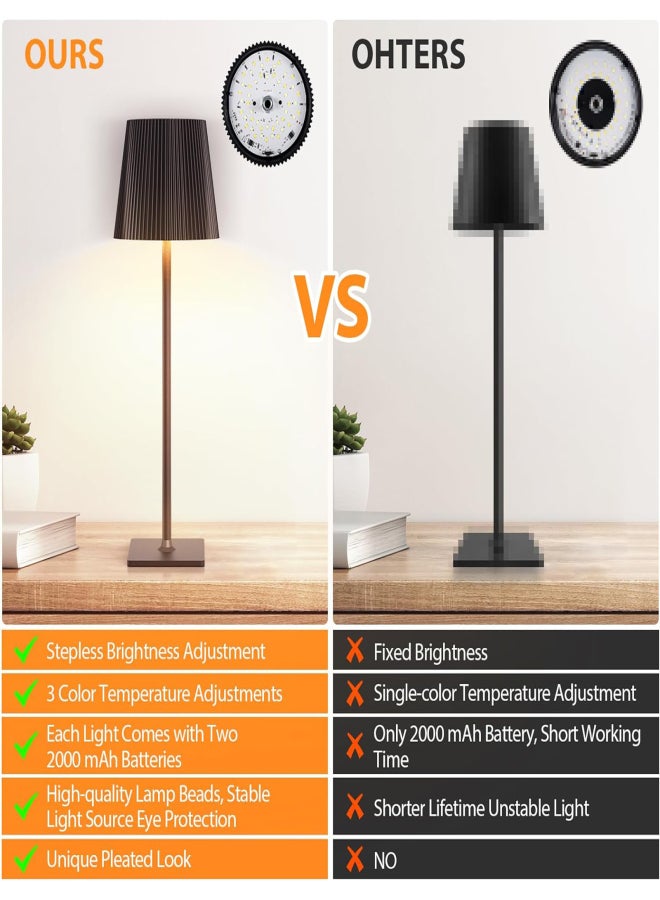 عبوتان من مصابيح الطاولة LED، مصباح مكتب LED عصري مزود بتحكم باللمس، إضاءة ليلية قابلة للتعتيم بثلاث درجات حرارة لونية، مناسب لغرفة المعيشة، غرفة النوم، غرفة الدراسة، والمكتب - Image 5