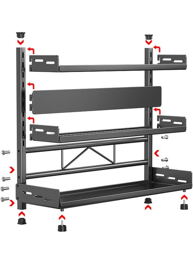 SHOELAY Spice Rack, Kitchen Shelf Organizer Countertop, 3-Tier Large Standing Seasoning Rack for Storage Spice, Kitchen Spice Organizer, Spice Holder (3-Tier Adjustable Black) - Image 5