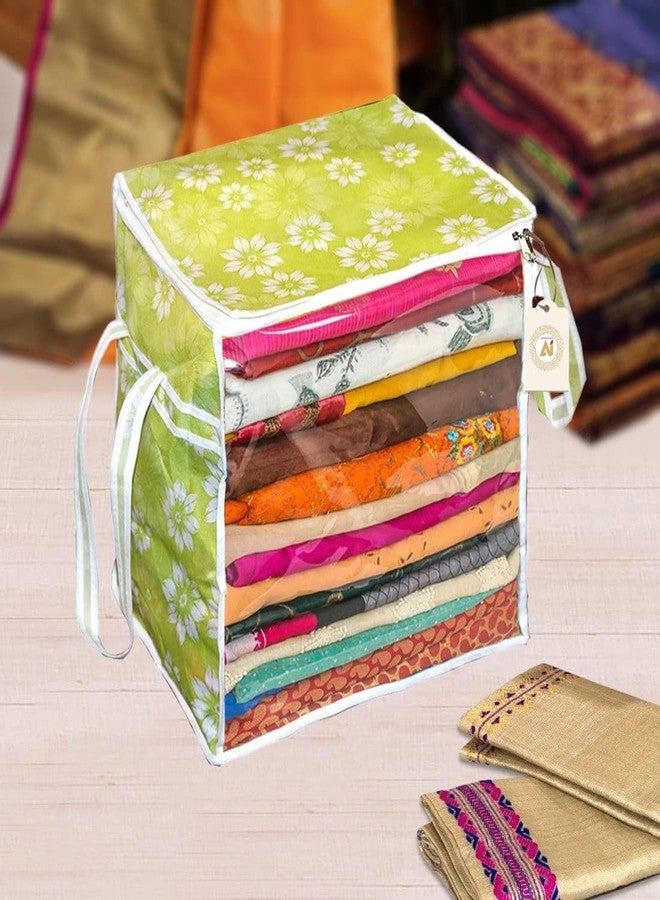 Shaping Fabric Saree Storage Bag | Premium Wardrobe Cloth Organizer Box | Large Garment Cover with Polka Dot Design | Durable Fabric, Transparent Window | Pack Of 2 AWPM11253 - Image 2