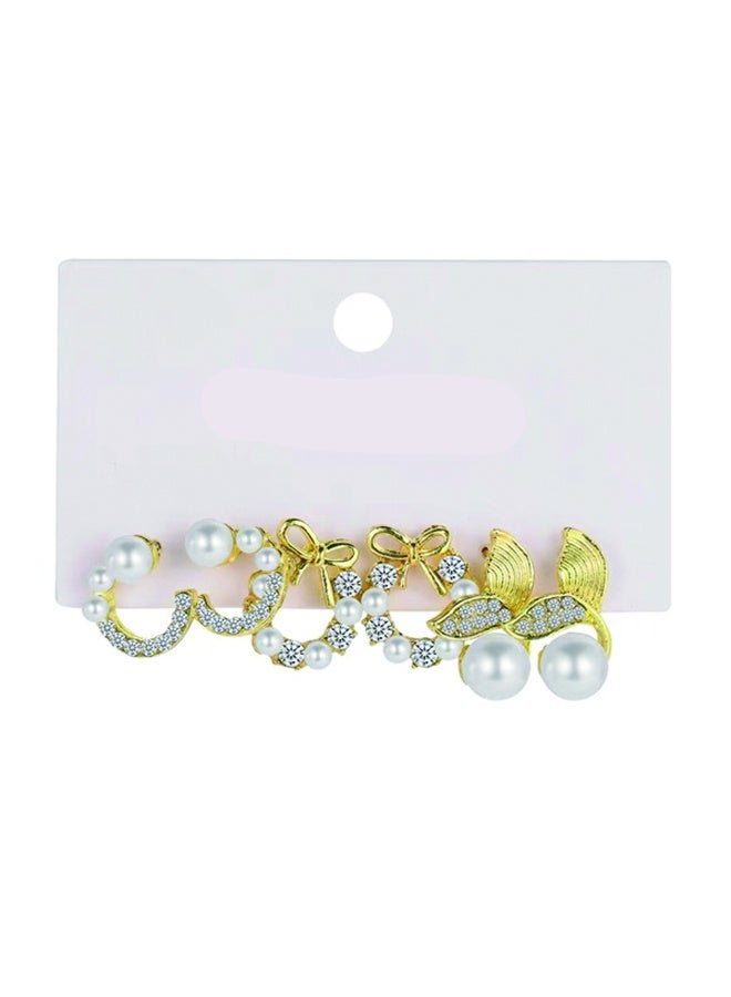 چينيرال براند 9 أزواج من أقراط الذهب أنيقة مزينة الزهور واللؤلؤ والأقواس ، خواتم ، الهلال ، مثالية للاستخدام اليومي والمناسبات الخاصة9 أزواج من أقراط الذهب أنيقة مزينة الزهور واللؤلؤ والأقواس ، خواتم ، الهلال ، مثالية للاستخدام اليومي والمناسبات الخاصة - Image 3