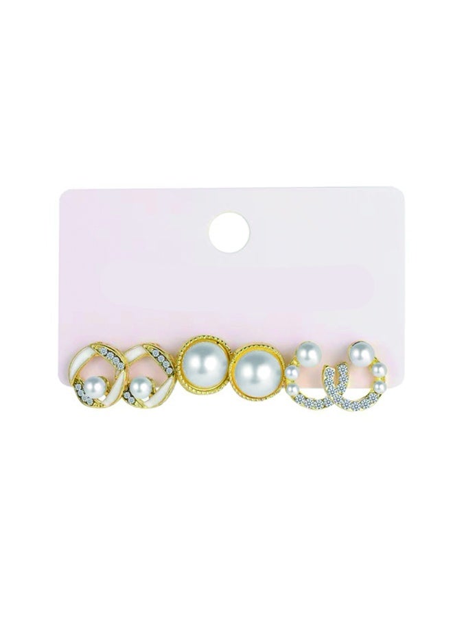 چينيرال براند 9 أزواج من أقراط الذهب أنيقة مزينة الزهور واللؤلؤ والأقواس ، خواتم ، الهلال ، مثالية للاستخدام اليومي والمناسبات الخاصة9 أزواج من أقراط الذهب أنيقة مزينة الزهور واللؤلؤ والأقواس ، خواتم ، الهلال ، مثالية للاستخدام اليومي والمناسبات الخاصة - Image 5