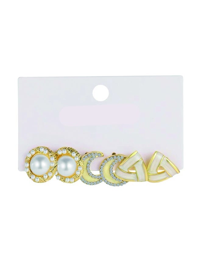 چينيرال براند 9 أزواج من أقراط الذهب أنيقة مزينة الزهور واللؤلؤ والأقواس ، خواتم ، الهلال ، مثالية للاستخدام اليومي والمناسبات الخاصة9 أزواج من أقراط الذهب أنيقة مزينة الزهور واللؤلؤ والأقواس ، خواتم ، الهلال ، مثالية للاستخدام اليومي والمناسبات الخاصة - Image 4