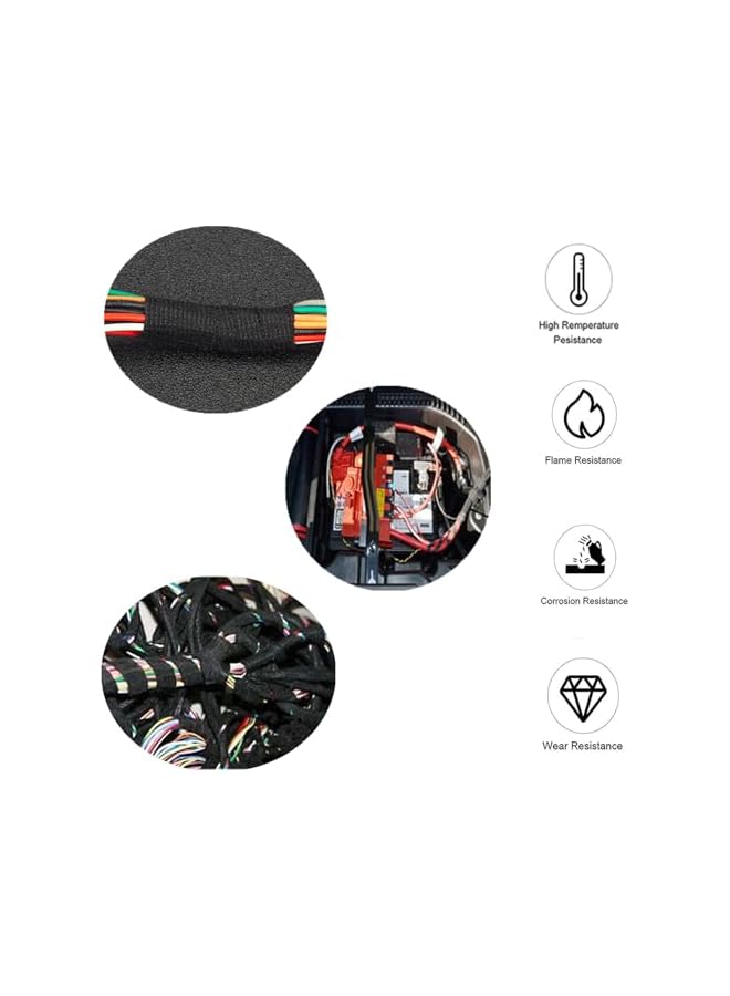 PROMASS promass Heat Tape, Black Automotive Harness Tape, 6 Rolls Wires Fabric Tapes, High Temperature Resistance Harness Fabric Tape, Electrical Insulation Fastening Tape, 19MM x 15M Tape  - Image 3