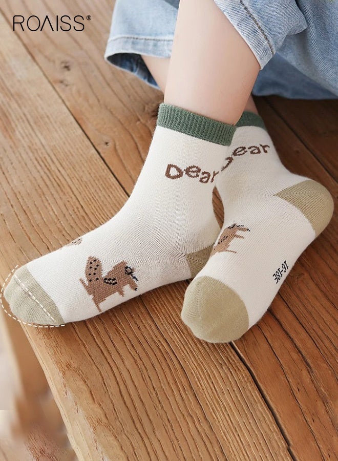 roaiss 5 Pairs Boys Mid-Calf Socks, Comfortable Sports Socks Set, Anti-pilling Soft Socks, Cartoon Middle Tube Socks for Boys, Suitable for All Seasons - Image 4