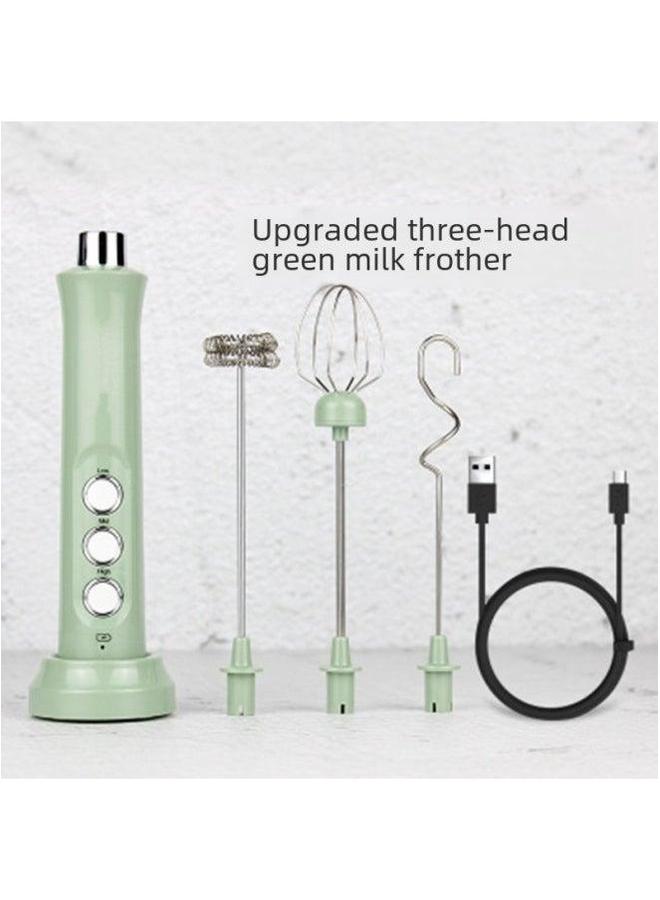 Blender Handheld Electric Small Household Egg Beater USB Charging Milk Baking Foam Machine-Color:EW-071 Triple Headband Base-Elegant White - Image 4
