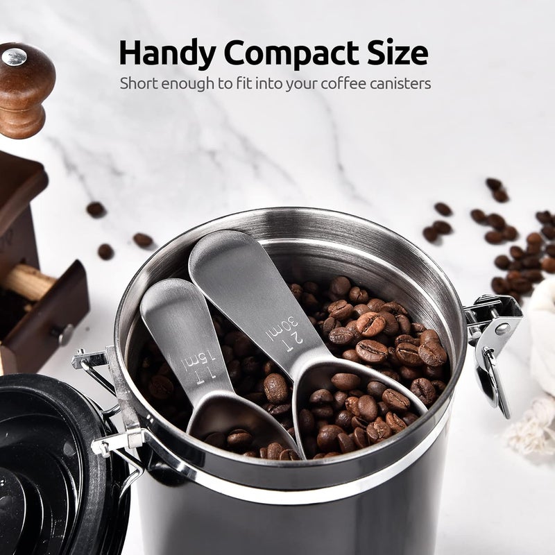 UTaste Coffee Scoop: 18/8 Stainless Steel Measuring Coffee Scoop 1 tablespoon & 2 tablespoon, Short Handled Measure Scooper for Ground Coffee, Bean in Canister (Silver, 1Tbsp&2Tbsp / 15ml&30ml) - Image 5