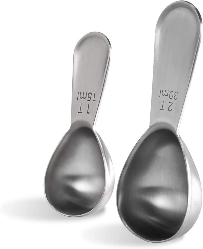 UTaste Coffee Scoop: 18/8 Stainless Steel Measuring Coffee Scoop 1 tablespoon & 2 tablespoon, Short Handled Measure Scooper for Ground Coffee, Bean in Canister (Silver, 1Tbsp&2Tbsp / 15ml&30ml) - Image 1