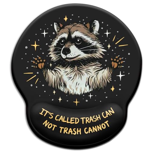 Blusabaca Mouse Pad with Wrist Rest, Funny Trash Raccoon Ergonomic Mousepad Wrist Support for Desk, Cute Animial Gaming Mousepads for Wireless Mouse Computer Work Home Desk Accessories Office Supplies Black - Image 1