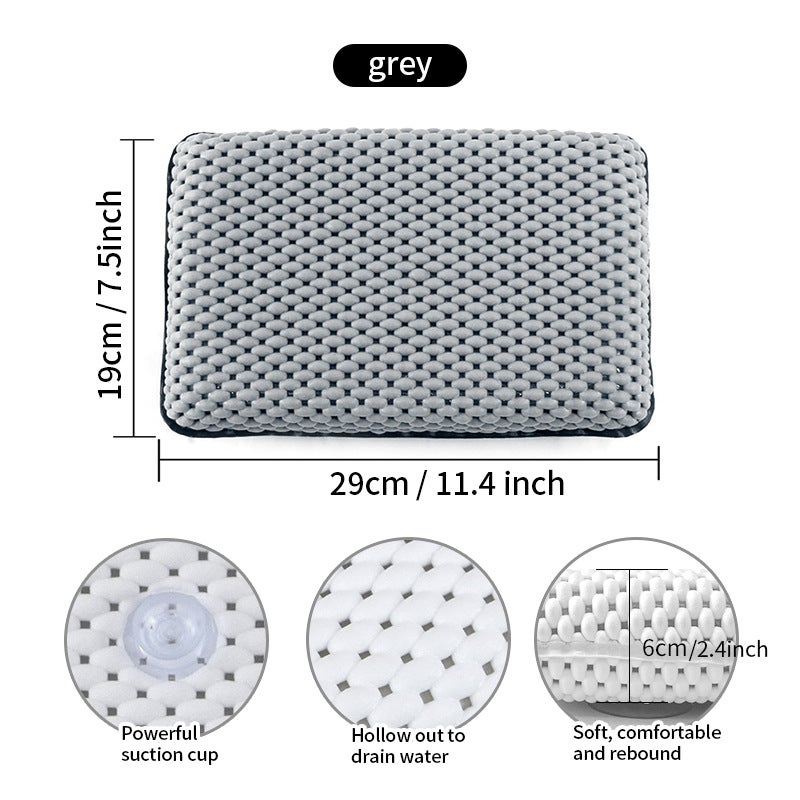 Factory wholesale pvc bathroom pillow pillow hotel bath home bathroom pillow neck protection non-slip pillow with suction cup bath pillow(Grey, Long 29 * wide 19cm * 8 small suction cups) - Image 1