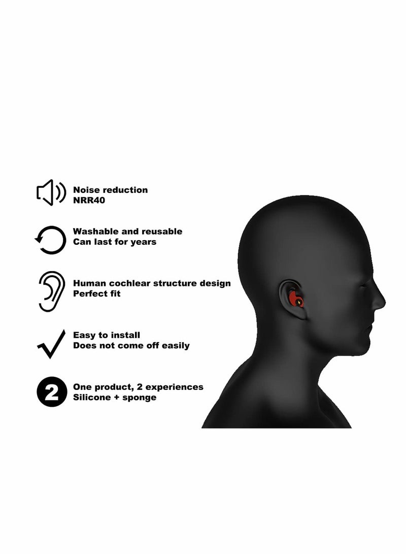 Excefore Quiet Noise Canceling Earplugs for Sleep, Noise Sensitive and Work, Concerts, Red  - Image 2