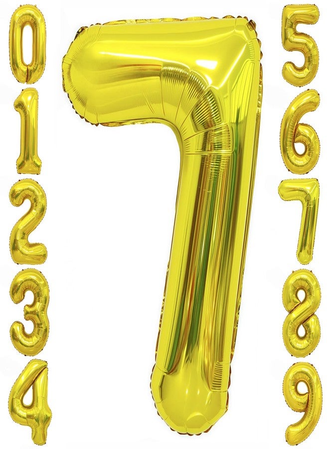 BBPOOL Gold 7 Balloon Number,40 Inch Number 7 Balloon Large Gold 7 Foil Mylar Helium Balloon for Birthday Party Decorations - Image 1