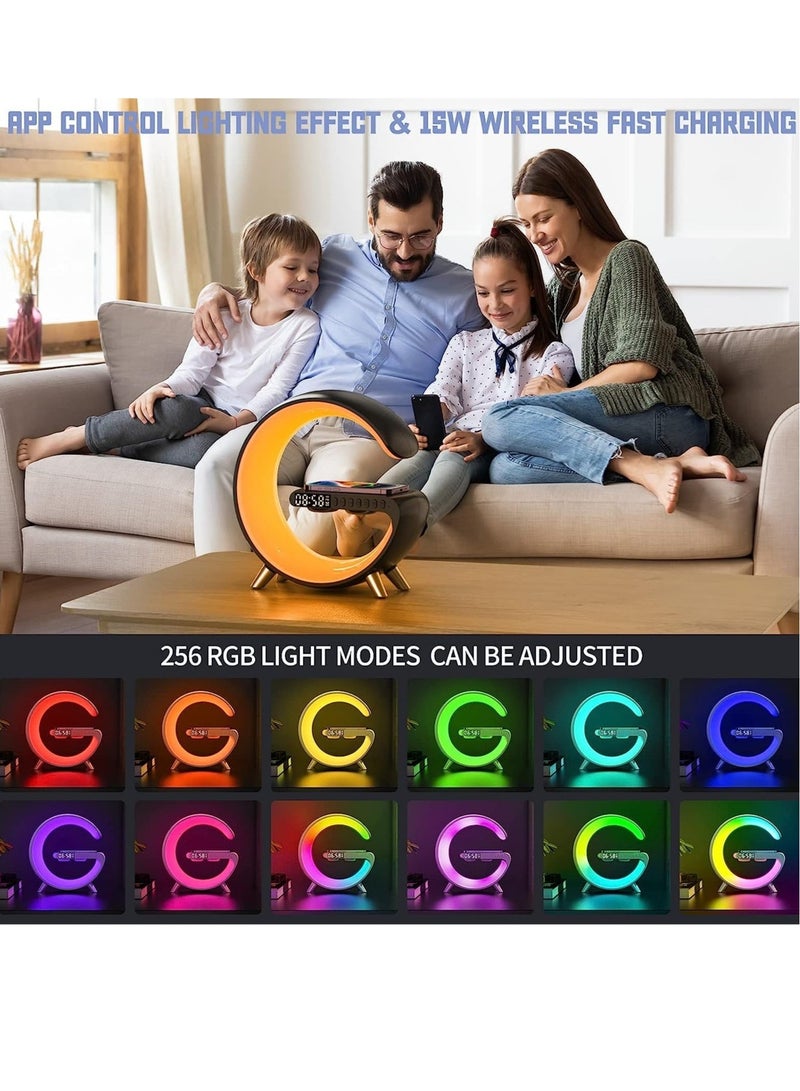 ELTRAZONE 256 Lighting Modes Smart Ambient Light,Wireless Bluetooth Speaker,15W Wireless Fast Charging Charger for Cell Phone,Wireless Bluetooth HD Call,Alarm Clock - Image 3