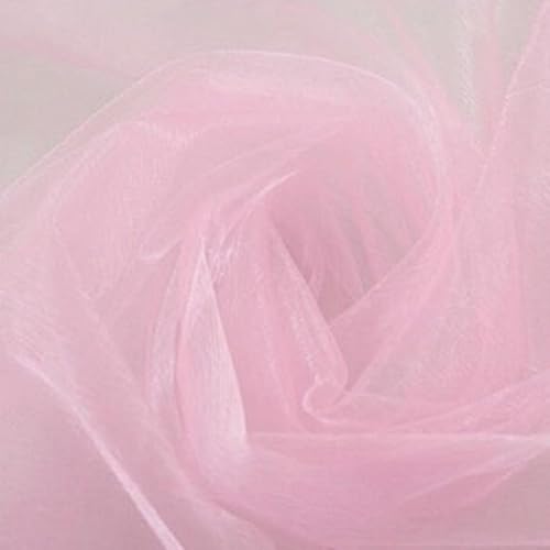 SIYANSHU Multi Purpose Solid Fabric Nylon Spandex Power Mesh Soft Net Combination Fabric - for Wedding, Parties, Costumes, and Decoration (Light Pink, 16.4 x 4 Feet) - Image 1