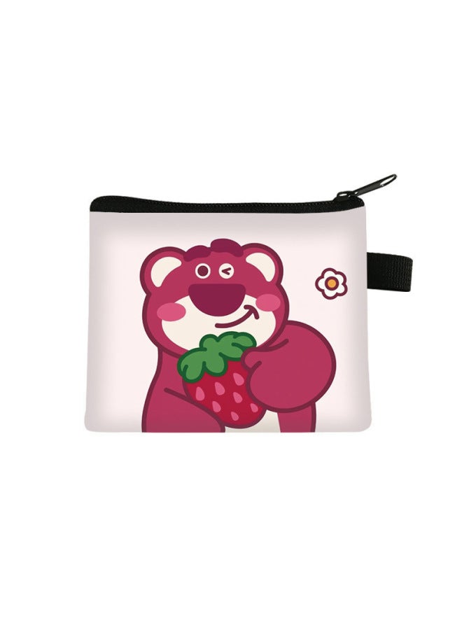 New Strawberry Bear Children's Coin Purse, Large Capacity, Cute Key Card Holder, Student High-end Storage Wallet