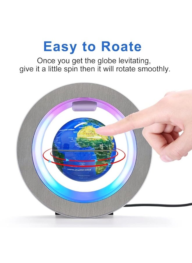 Flagest - Flagest Magnetic Levitation Floating Globe - Levitating O Shape Globe with LED Lights for Educational Home Office Desk Decor - Birthday Holiday Party Christmas Gift (4Inches Globe - Image 1