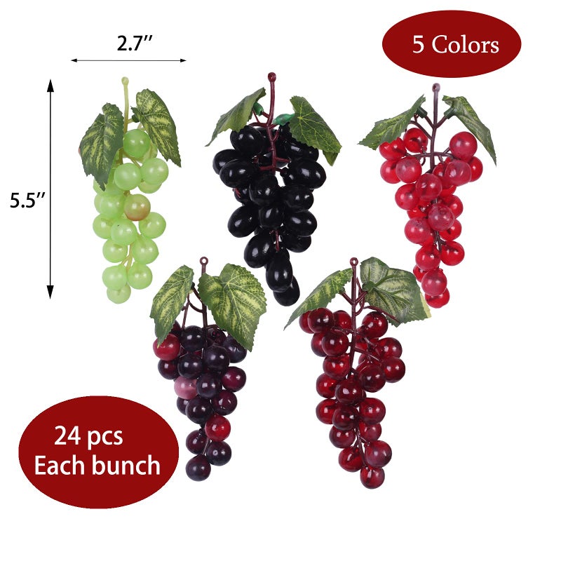 VEOAY Fake Grapes Artificial Fruit Mini Grapes Clusters for Home House Kitchen Party Wedding Decor (10, 5 Color) - Image 2