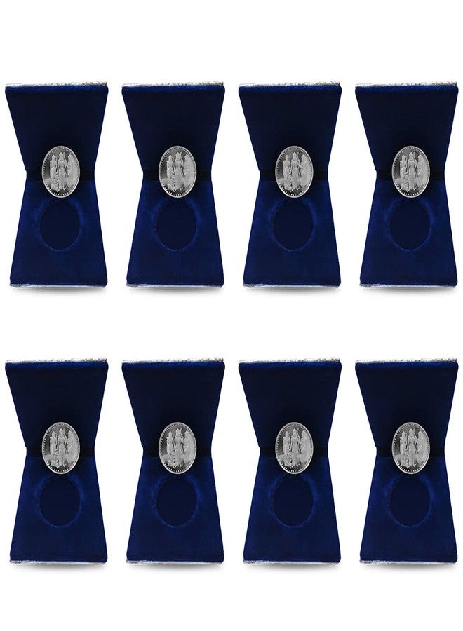 NINE10 German Silver Coins 10 Grams Silver Plated of Ram Darbar for Ram Navami Pooja or Diwali Gift Items for Men, Women, Staff, Customer, Clients, Corporate with Velvet Gift Box (Pack of 8 Pcs) - Image 1