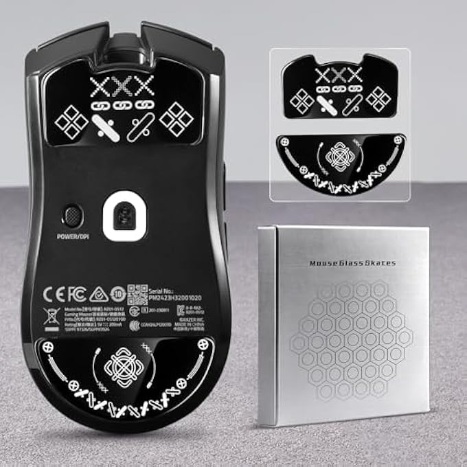 rayihni GLASS MOUSE SKATES FOR RAZER VIPER V3 PRO MOUSE FEET PADS SMOOTH DURABLE SLIM 2.5D CURVED EDGE GAME MOUSE FEET REPLACEMENT ACCESSORIES (PRINTING PATTERN) - Image 2