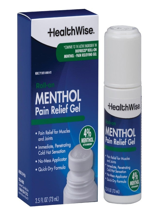 HealthWise رول-أون بالمنثول 4% | إحساس بارد وساخن | جل تخفيف الألم | 2.5 أونصة 73 مل | تركيبة غير دهنية | مسكن موضعي - Image 1