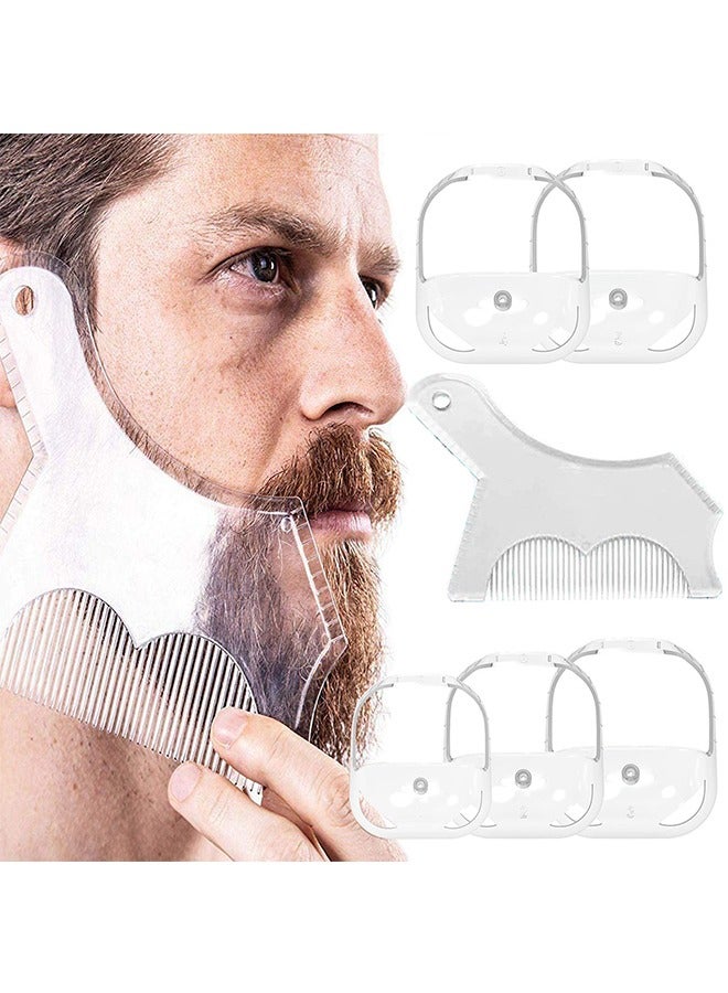 Beard Shaping, 5 Sizes Set of French Beard or Goatee Shaving Template, Beard Shaping Tool for Men's Chin, Cheeks and Neckline Combine with a Beard Razor Electric Trimmer or Scissors (Clear) - Image 1