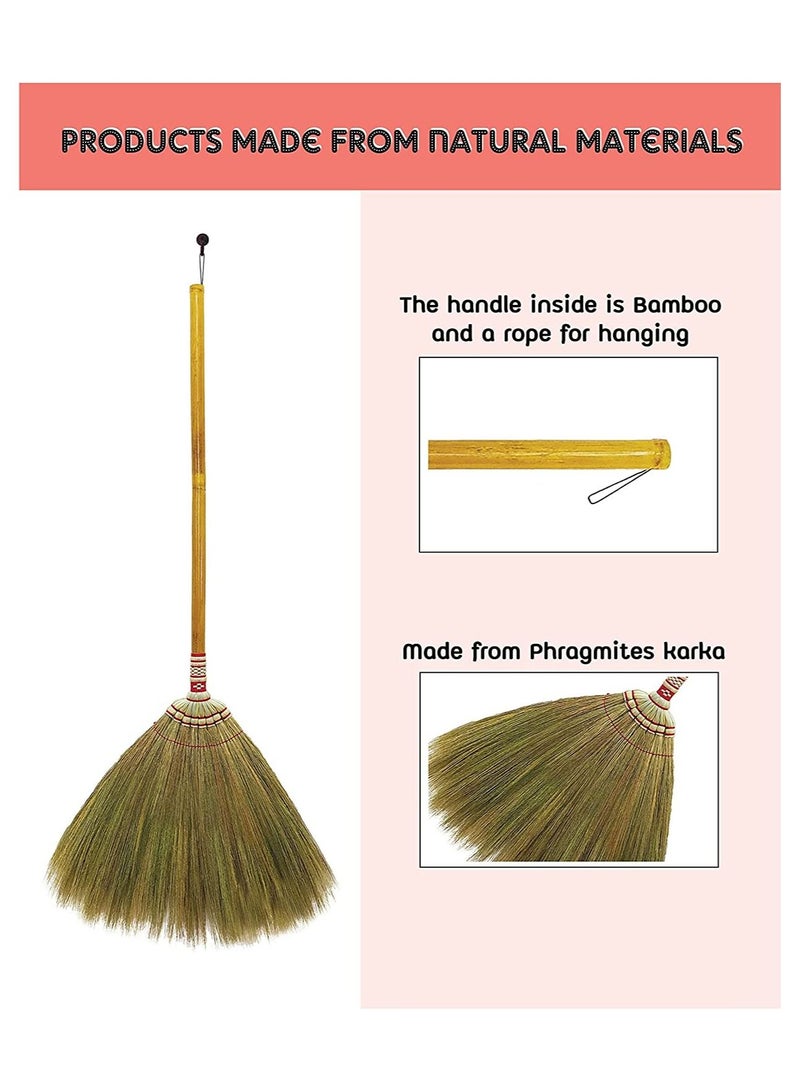 GENESIS Dustpan and Brush Set 100% Natural Plant Broom Household Cleaning Tool Handmade Soft Hair Broom Broom Cleaning Set - Image 5