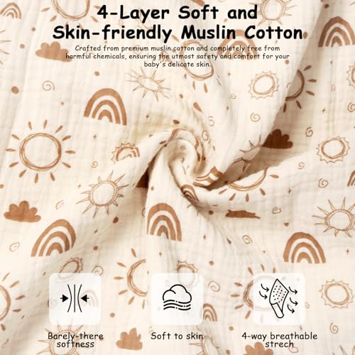 MEXXI Baby Sleep Sack 6-12 Months 1.0 TOG, 2 Pack Muslin Wearable Blanket, Baby Sleeping Bag with 2-Way Zipper for Babies Unisex - Image 3