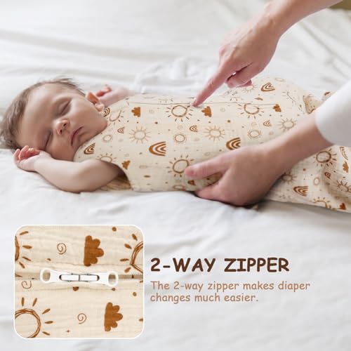 MEXXI Baby Sleep Sack 6-12 Months 1.0 TOG, 2 Pack Muslin Wearable Blanket, Baby Sleeping Bag with 2-Way Zipper for Babies Unisex - Image 5