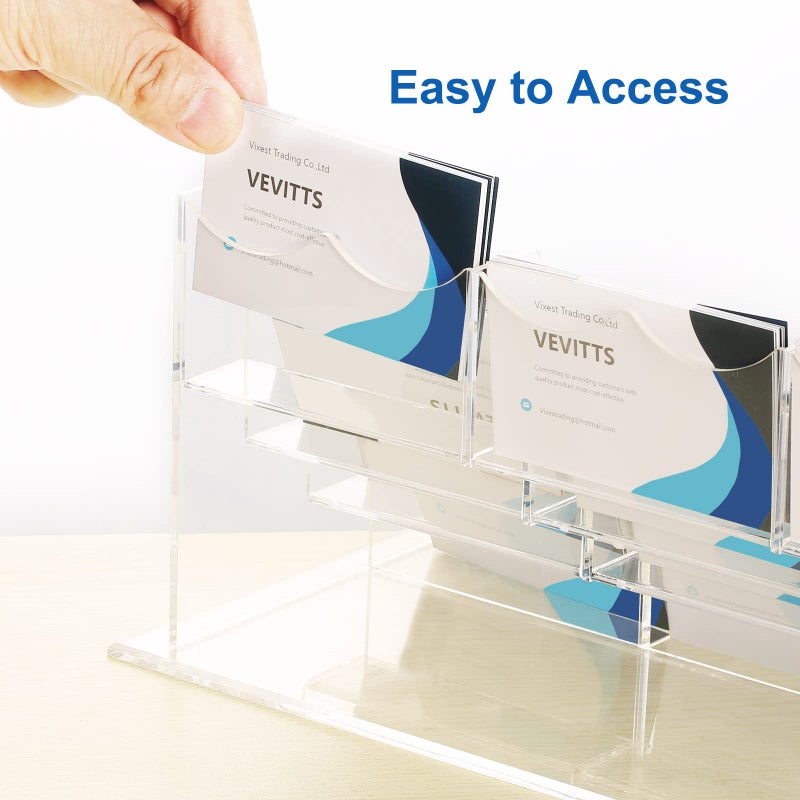 Vevitts Business Acrylic Card Holder Display for Desk, 12 Slots 4 Tiers Multiple-Clear Acrylic Business Card Stand Set, Holds Approximately 600 Cards - Image 5