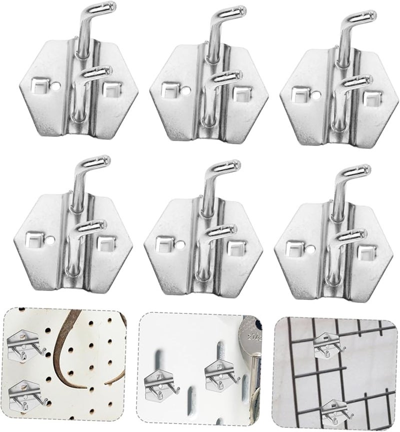 خطافات لوح الأغراض الثقيلة 6 قطع، علاقات معدنية متعددة الاستخدامات لتنظيم أدوات المرآب - Image 5
