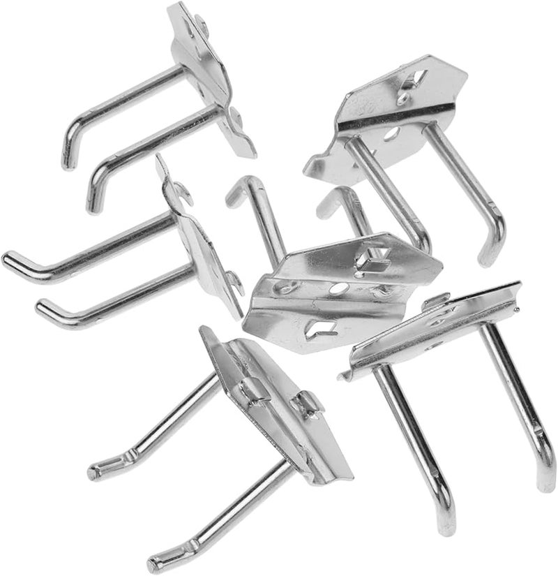 خطافات لوح الأغراض الثقيلة 6 قطع، علاقات معدنية متعددة الاستخدامات لتنظيم أدوات المرآب - Image 1