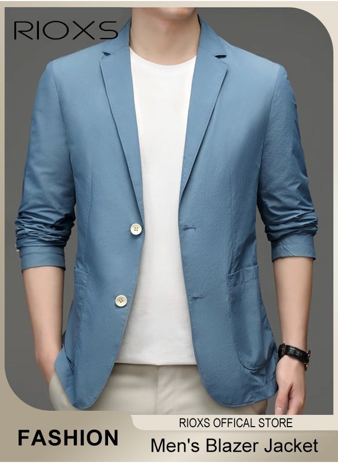 RIOXS Men's Formal Long Sleeve Blazer Jacket Two Buttons Slimming Casual Blazer Coat for Business Wedding Prom Dinner  - Image 1