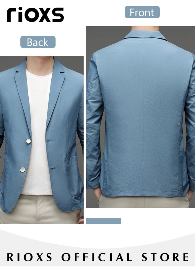 RIOXS Men's Formal Long Sleeve Blazer Jacket Two Buttons Slimming Casual Blazer Coat for Business Wedding Prom Dinner  - Image 3