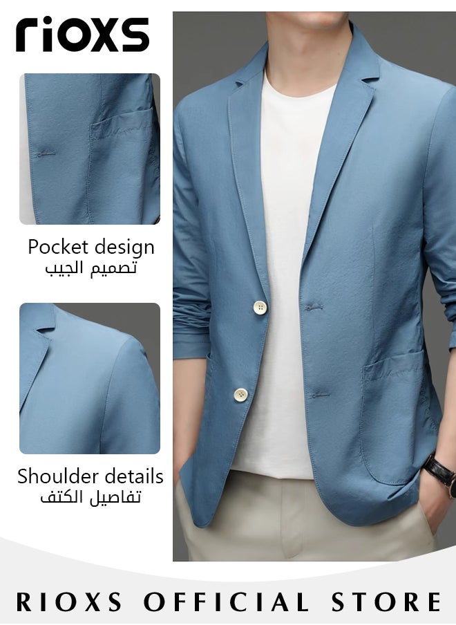 RIOXS Men's Formal Long Sleeve Blazer Jacket Two Buttons Slimming Casual Blazer Coat for Business Wedding Prom Dinner  - Image 4