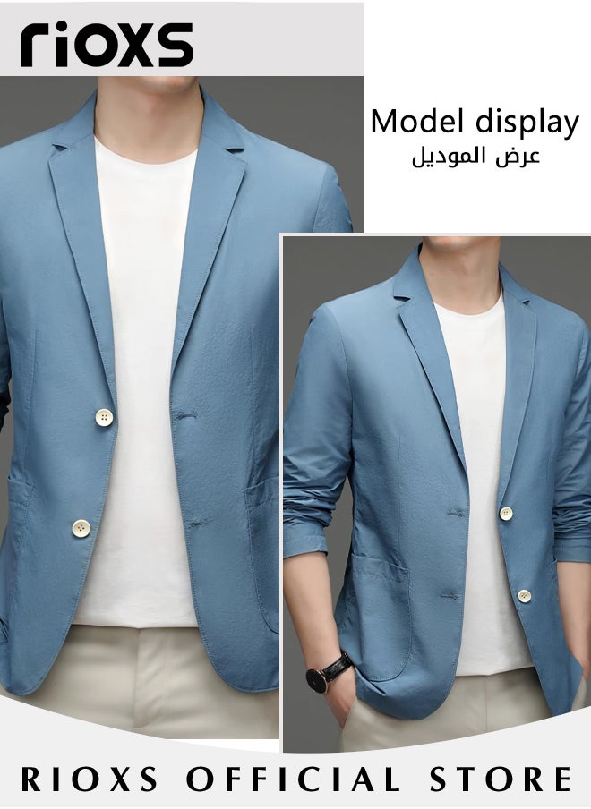 RIOXS Men's Formal Long Sleeve Blazer Jacket Two Buttons Slimming Casual Blazer Coat for Business Wedding Prom Dinner  - Image 2