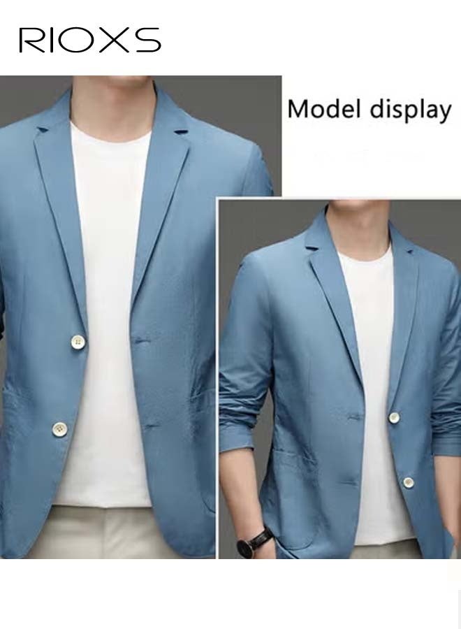 RIOXS Men's Formal Long Sleeve Blazer Jacket Two Buttons Slimming Casual Blazer Coat for Business Wedding Prom Dinner  - Image 2