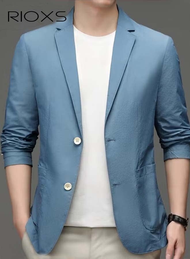 RIOXS Men's Formal Long Sleeve Blazer Jacket Two Buttons Slimming Casual Blazer Coat for Business Wedding Prom Dinner  - Image 1