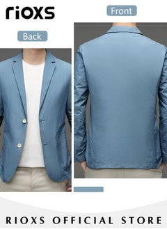 RIOXS Men's Formal Long Sleeve Blazer Jacket Two Buttons Slimming Casual Blazer Coat for Business Wedding Prom Dinner  - Image 3
