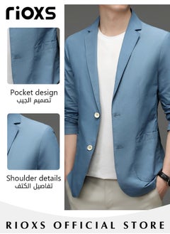 RIOXS Men's Formal Long Sleeve Blazer Jacket Two Buttons Slimming Casual Blazer Coat for Business Wedding Prom Dinner  - Image 4