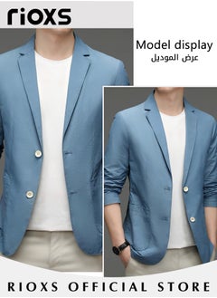 RIOXS Men's Formal Long Sleeve Blazer Jacket Two Buttons Slimming Casual Blazer Coat for Business Wedding Prom Dinner  - Image 2