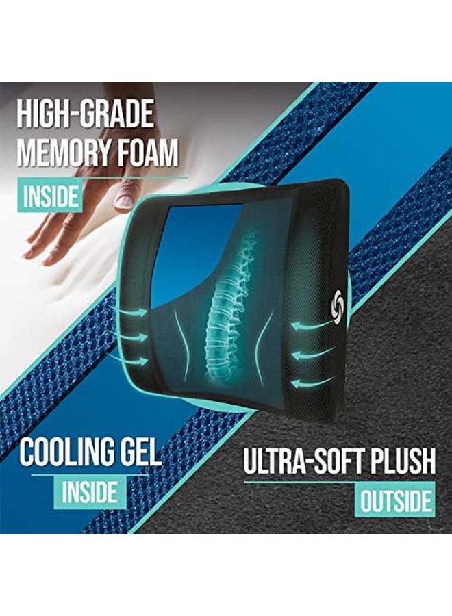 Samsonite Cooling Gel Lumbar Support Pillow For Office Chair Or Car Seat Boost Your Lower Back Comfort Zone High Grade Memory Foam Universal Chair Cushion Breathable Mesh Washable Cover - Image 2
