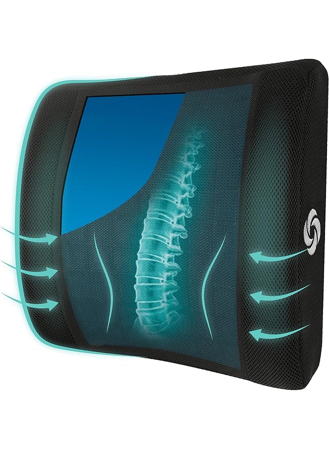 Samsonite Cooling Gel Lumbar Support Pillow For Office Chair Or Car Seat Boost Your Lower Back Comfort Zone High Grade Memory Foam Universal Chair Cushion Breathable Mesh Washable Cover - Image 1