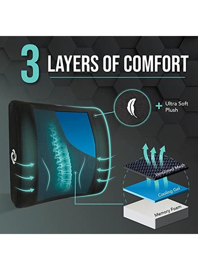Samsonite Cooling Gel Lumbar Support Pillow For Office Chair Or Car Seat Boost Your Lower Back Comfort Zone High Grade Memory Foam Universal Chair Cushion Breathable Mesh Washable Cover - Image 4