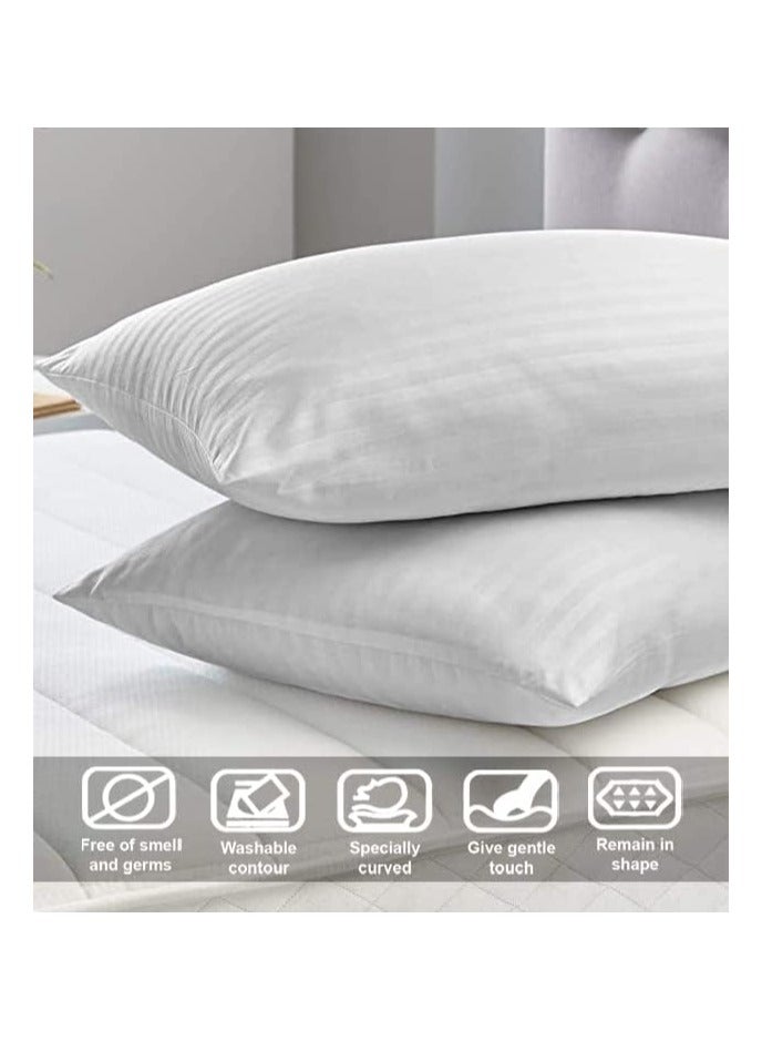 Eworld Set of 2 White Satin Stripe Pillow Covers Featuring 300 Thread Count, 1cm Satin Stripe, Envelope Closure, Cool, Breathable & Premium Quality - Image 3