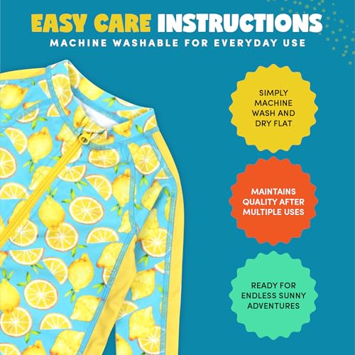 SwimZip Boys' Long-Sleeve UPF 50+ Swimsuit for Baby, Toddler, & Little Boys Lemons - Image 3