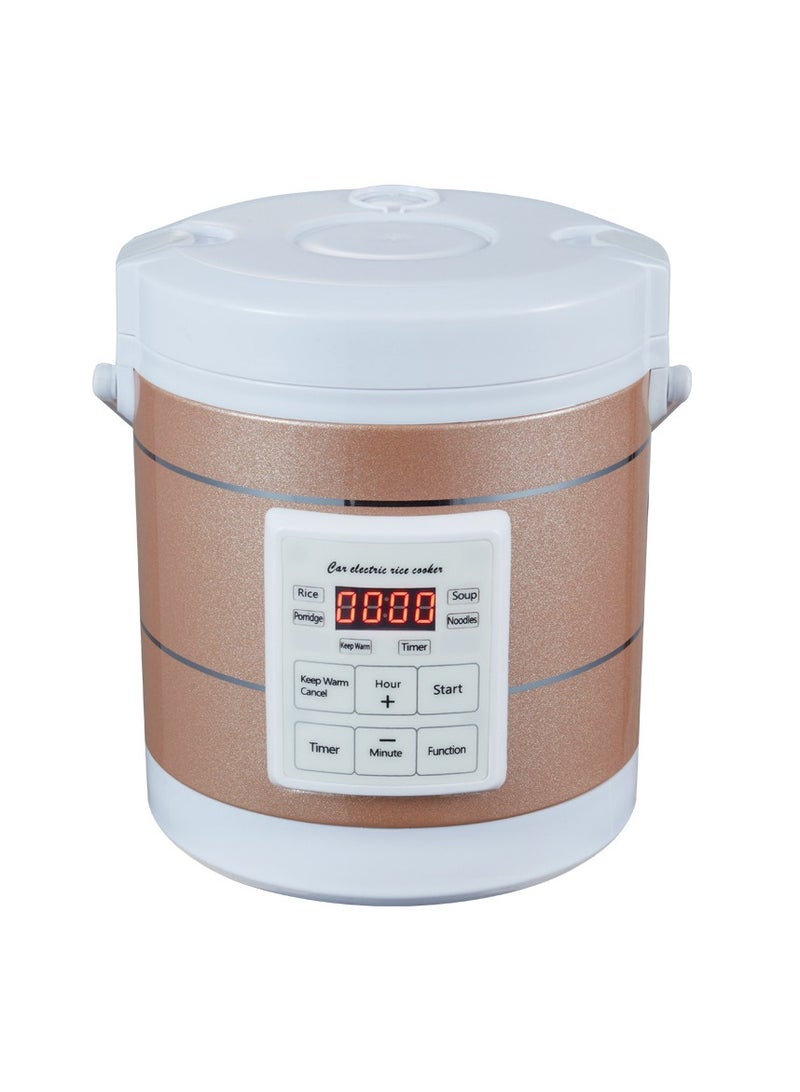 12V 24V Mini Car Rice Cooker 1.6L car trucks electric soup porridge cooking machine food steamer warmer fast heating lunch box(Gold)  - Image 1