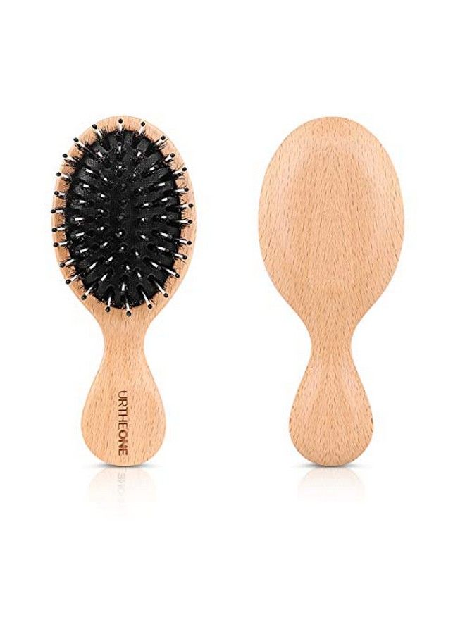 URTHEONE Hair Brush Mini Boar Bristle Hairbrush For Thick Curly Thin Long Short Wet Or Dry Hair Detangle Massage Add Shine Pocket Tl Small Paddle Hair Brush For Men Women Kids - Image 1