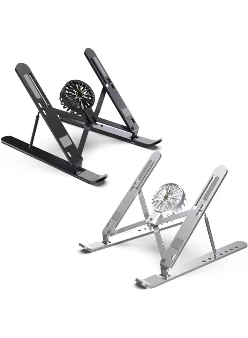 Adjustable Laptop Stand with Detachable Cooling Fan, Portable Foldable Notebook Riser with Heat Sink, USB Powered, Ergonomic & Anti-Slip Design for 10"–17" Laptops - Image 2