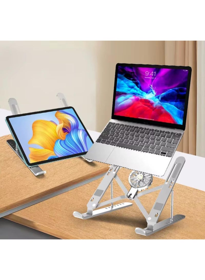 Adjustable Laptop Stand with Detachable Cooling Fan, Portable Foldable Notebook Riser with Heat Sink, USB Powered, Ergonomic & Anti-Slip Design for 10"–17" Laptops - Image 4