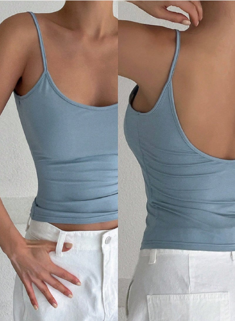 MANIKAN MANIKAN women's undershirt with a very backless camisole tank top, spaghetti strap, and soft and comfortable material from Egyptian cotton with a simple design for your daly use  - Image 4