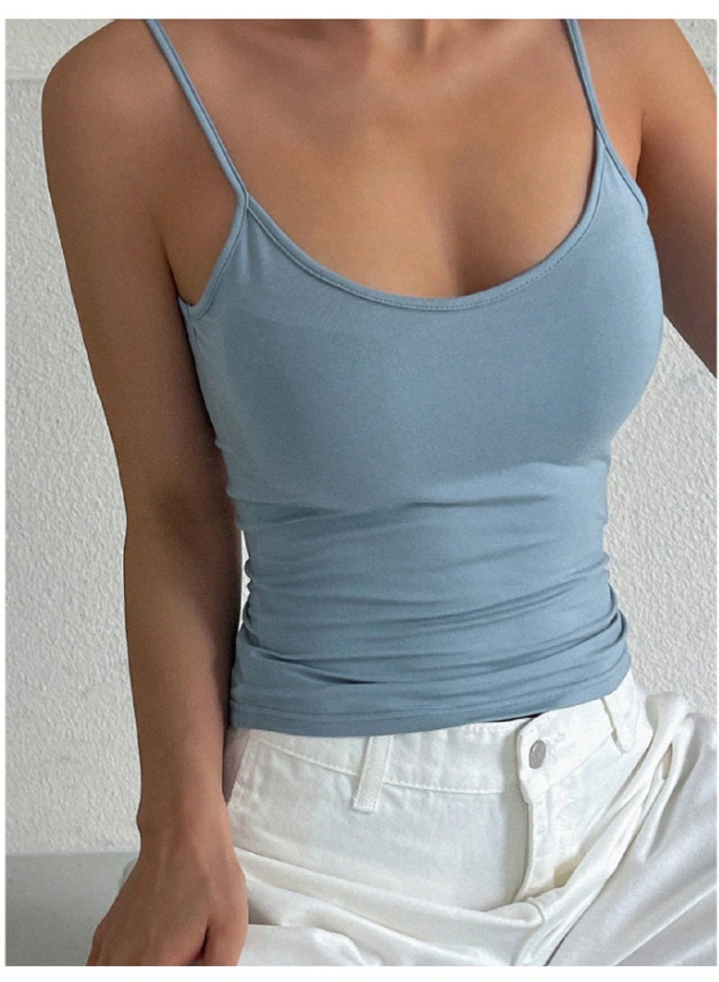 MANIKAN women's undershirt with a very backless camisole tank top, spaghetti strap, and soft and comfortable material from Egyptian cotton with a simple design for your daly use - Image 1